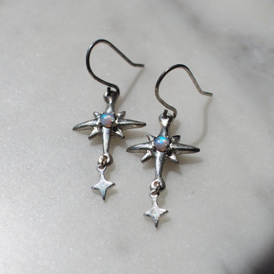 Silver Star Dangle Earrings