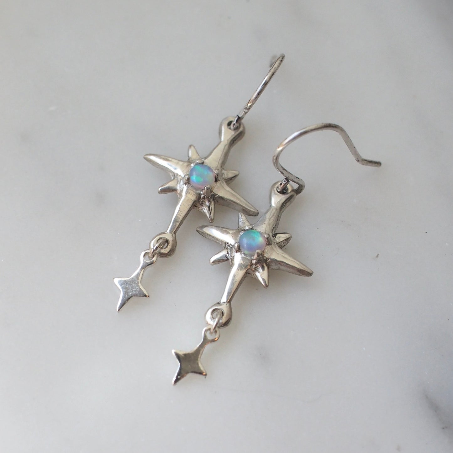 Silver Star Dangle Earrings