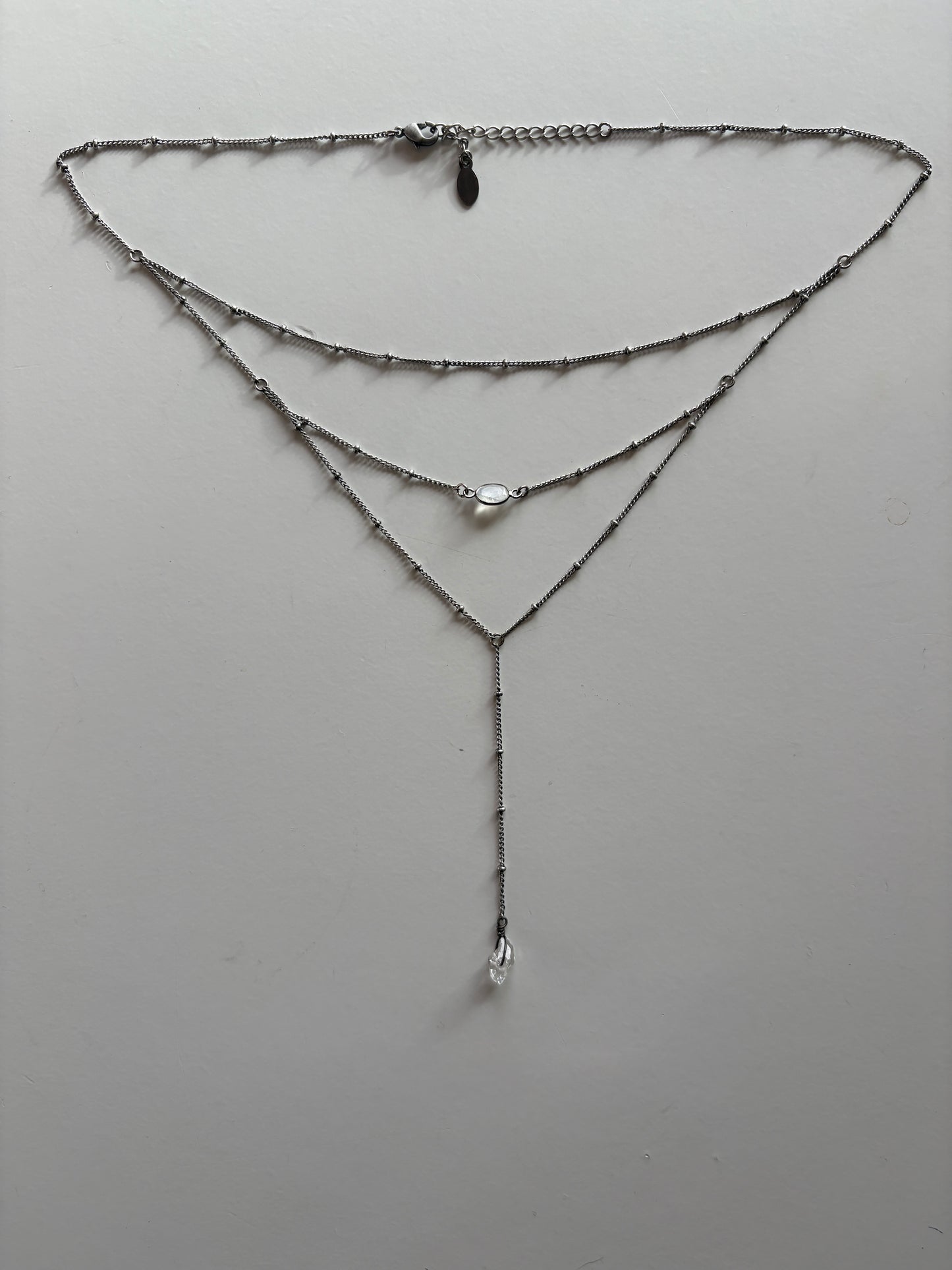 Layered Moonstone Lariat Necklace
