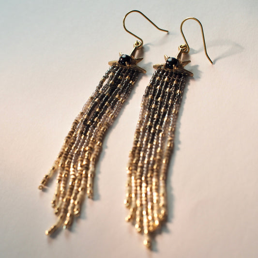 Beaded Comet Earrings - Onyx