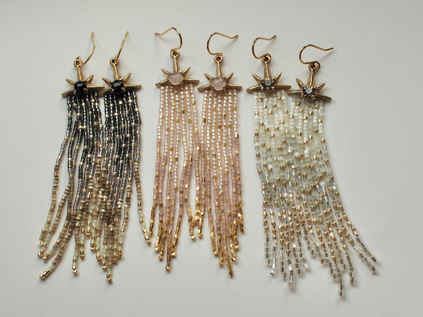 Beaded Comet Earrings - Onyx