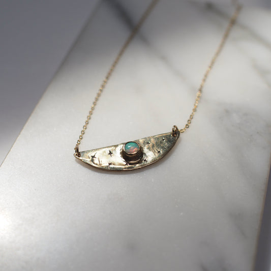 Opal Crescent Necklace - One of a Kind