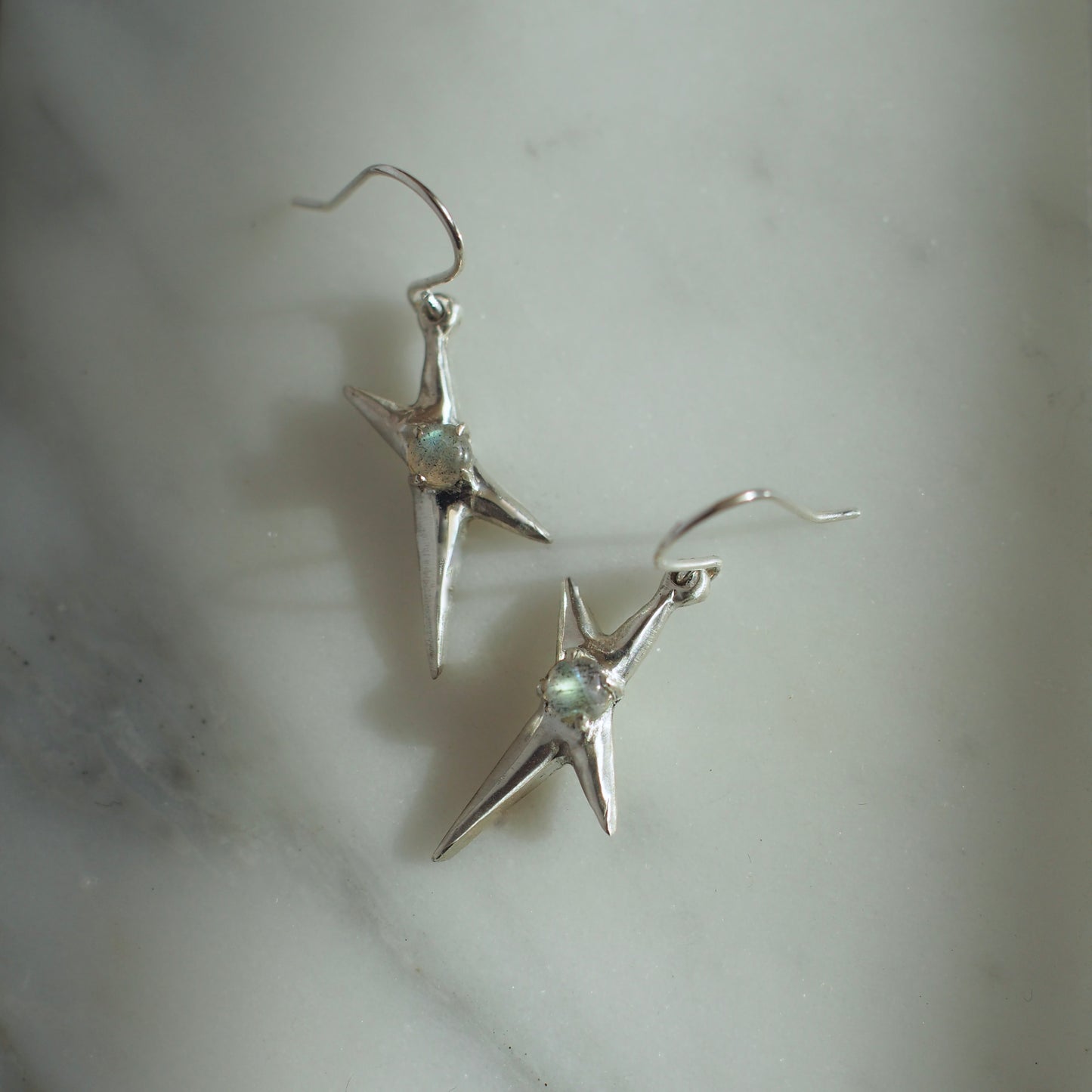 Silver and Labradorite Spark Earrings - One of a Kind