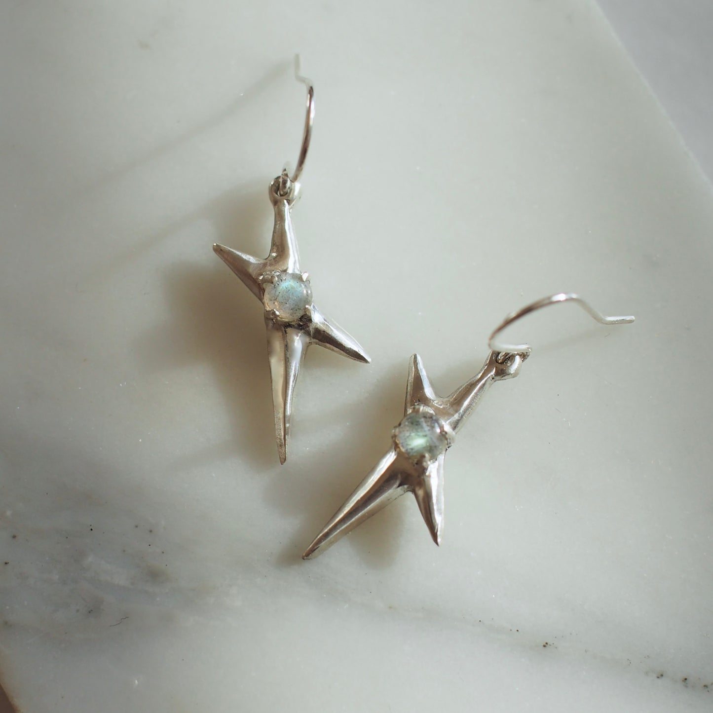 Silver and Labradorite Spark Earrings - One of a Kind