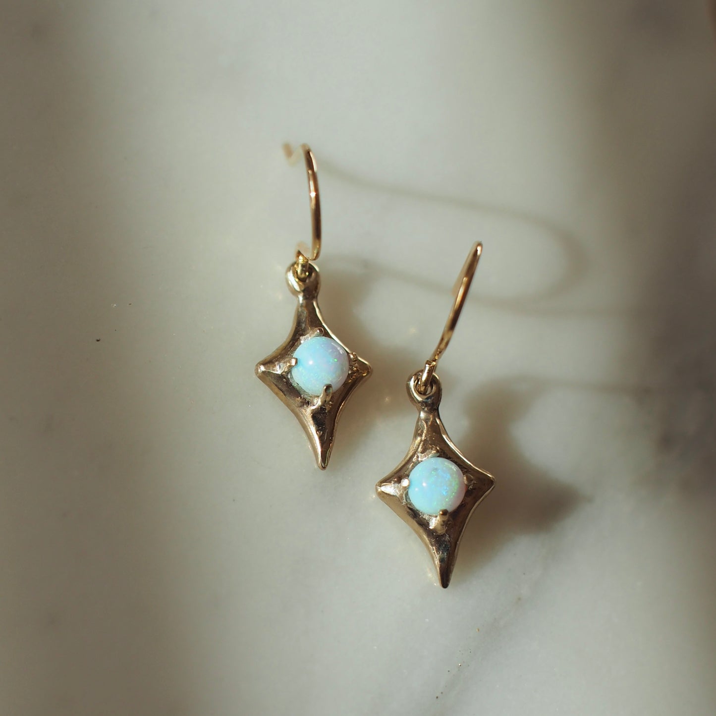 Four Point Blue Opal Earrings - Ready to Ship