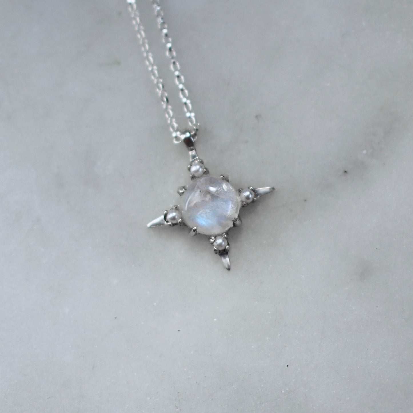 Moonstone and Pearl Divinity Necklace in Silver