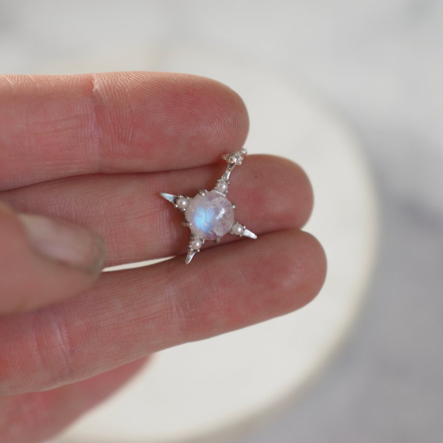 Moonstone and Pearl Divinity Necklace in Silver
