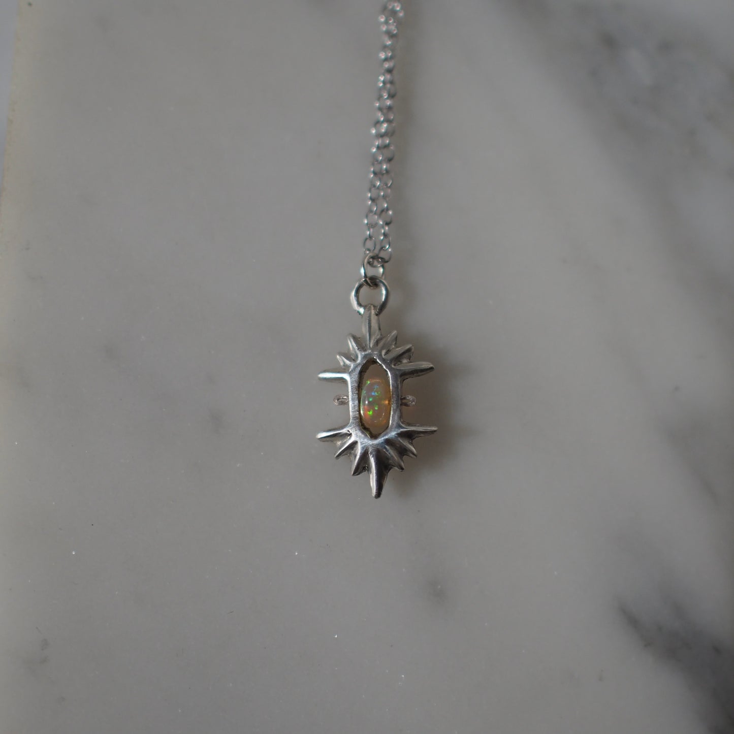 Silver and Opal Crystal Helios Necklace