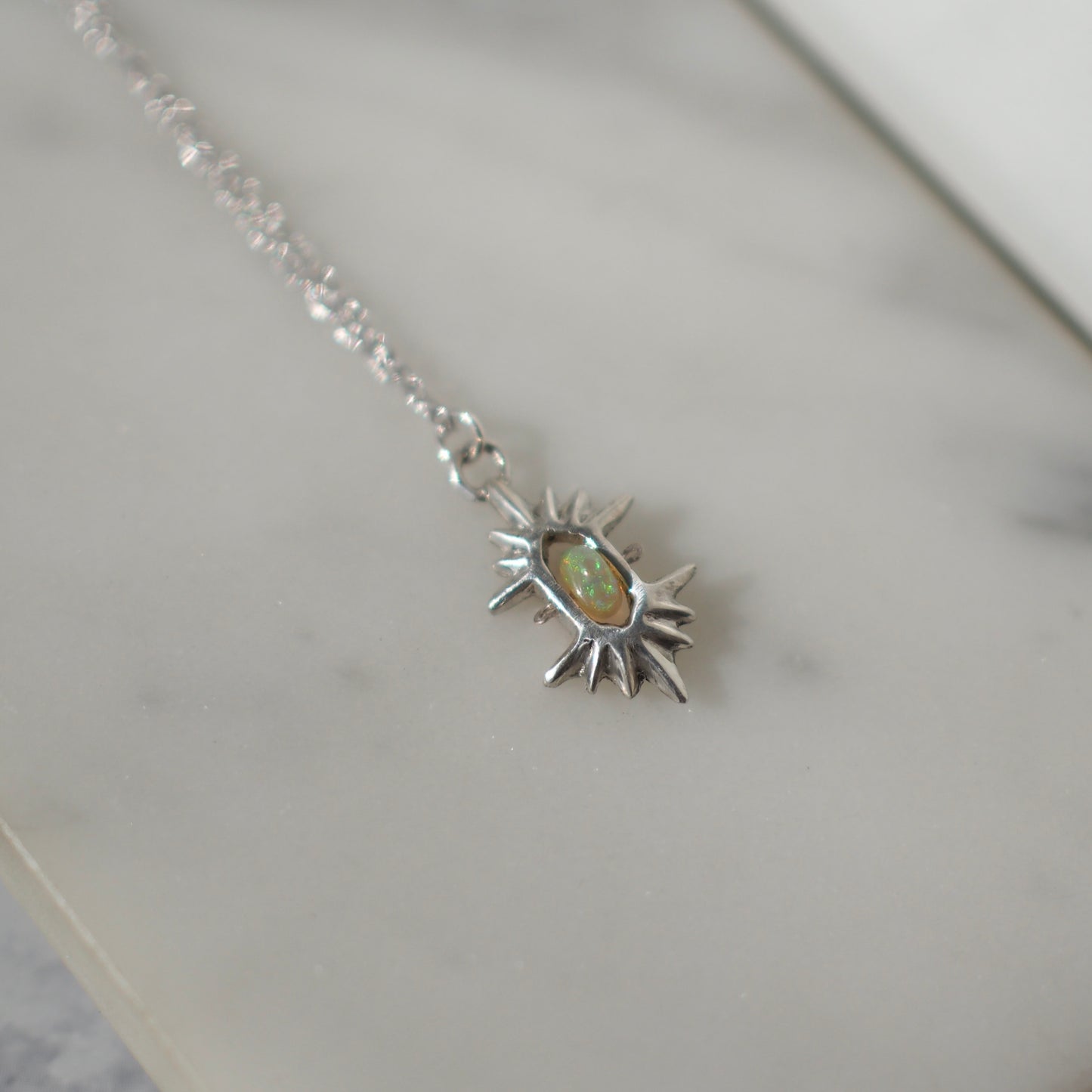 Silver and Opal Crystal Helios Necklace
