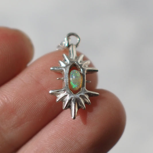 Silver and Opal Crystal Helios Necklace