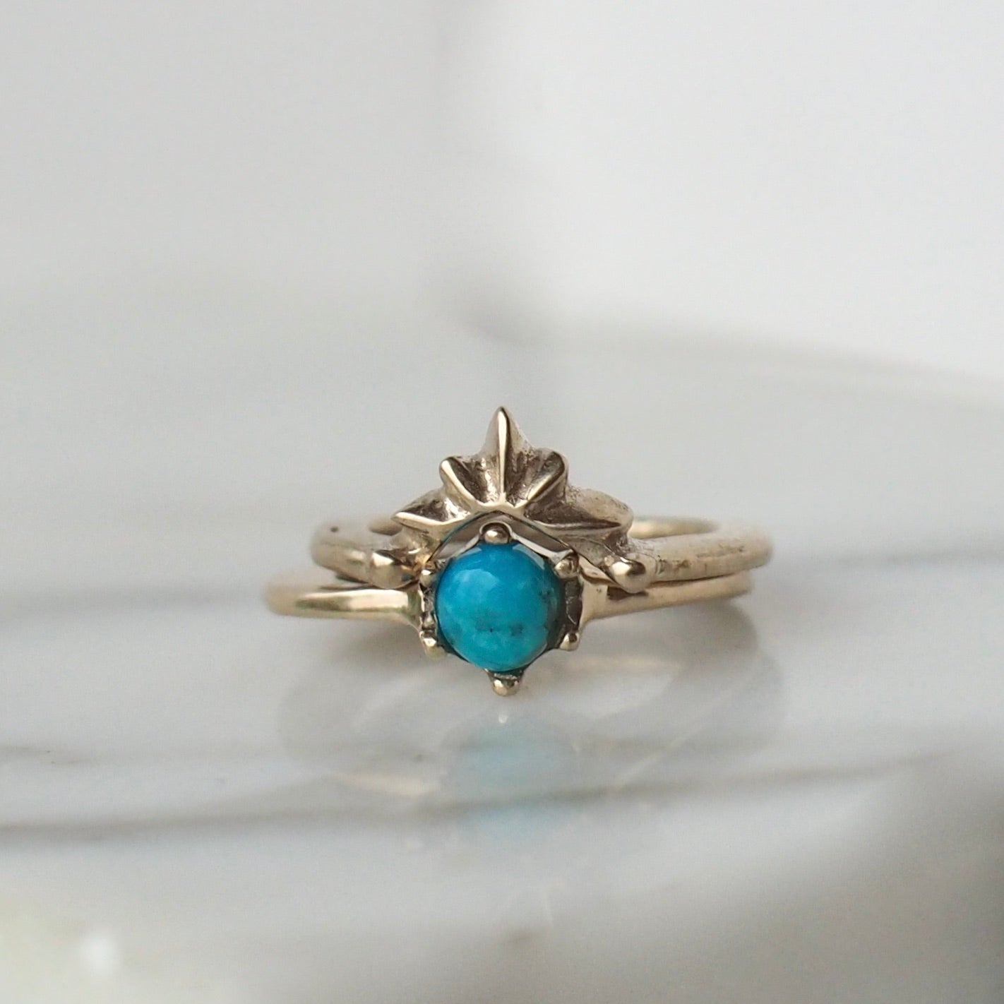 Delicate Gemstone Ring - Gold Tone Bronze