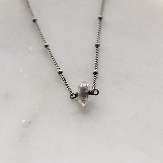 Salt and Pepper Tiny Quartz Necklace