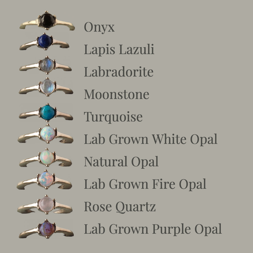 Delicate Gemstone Ring - Gold Tone Bronze