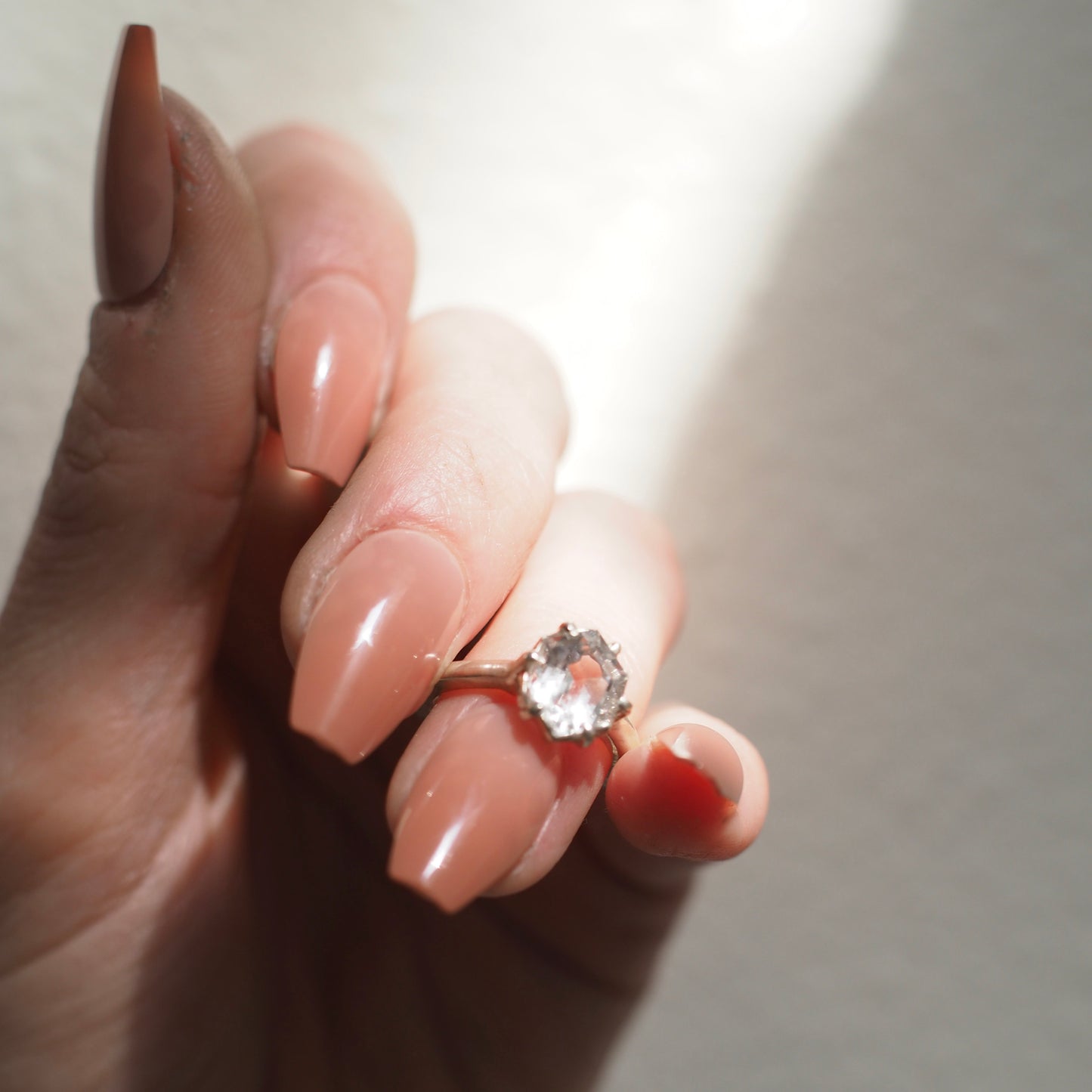 Ice Quartz Hex Ring - One of a Kind
