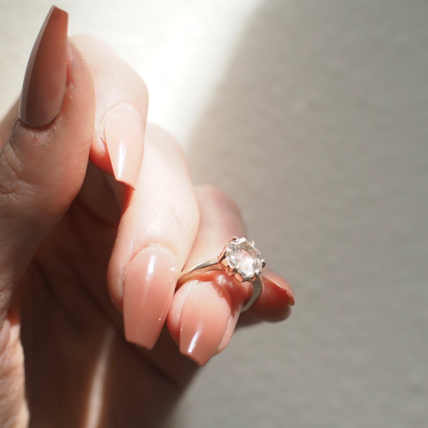 Ice Quartz Hex Ring - One of a Kind