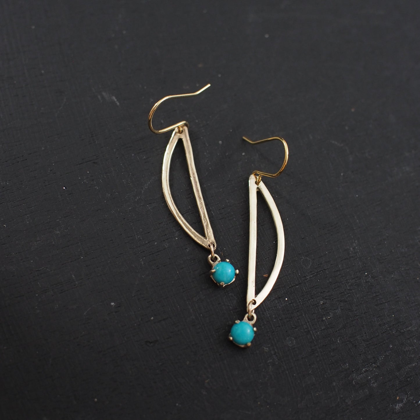Turquoise Moon Drop Earrings - One of a Kind