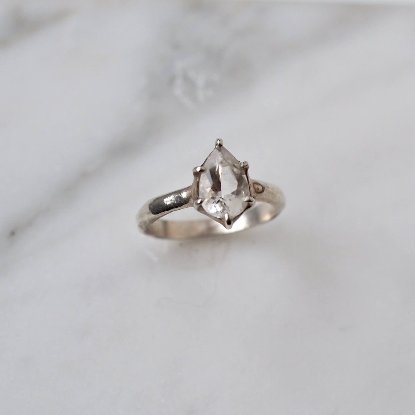 Ice Quartz Teardrop Ring - One of a kind
