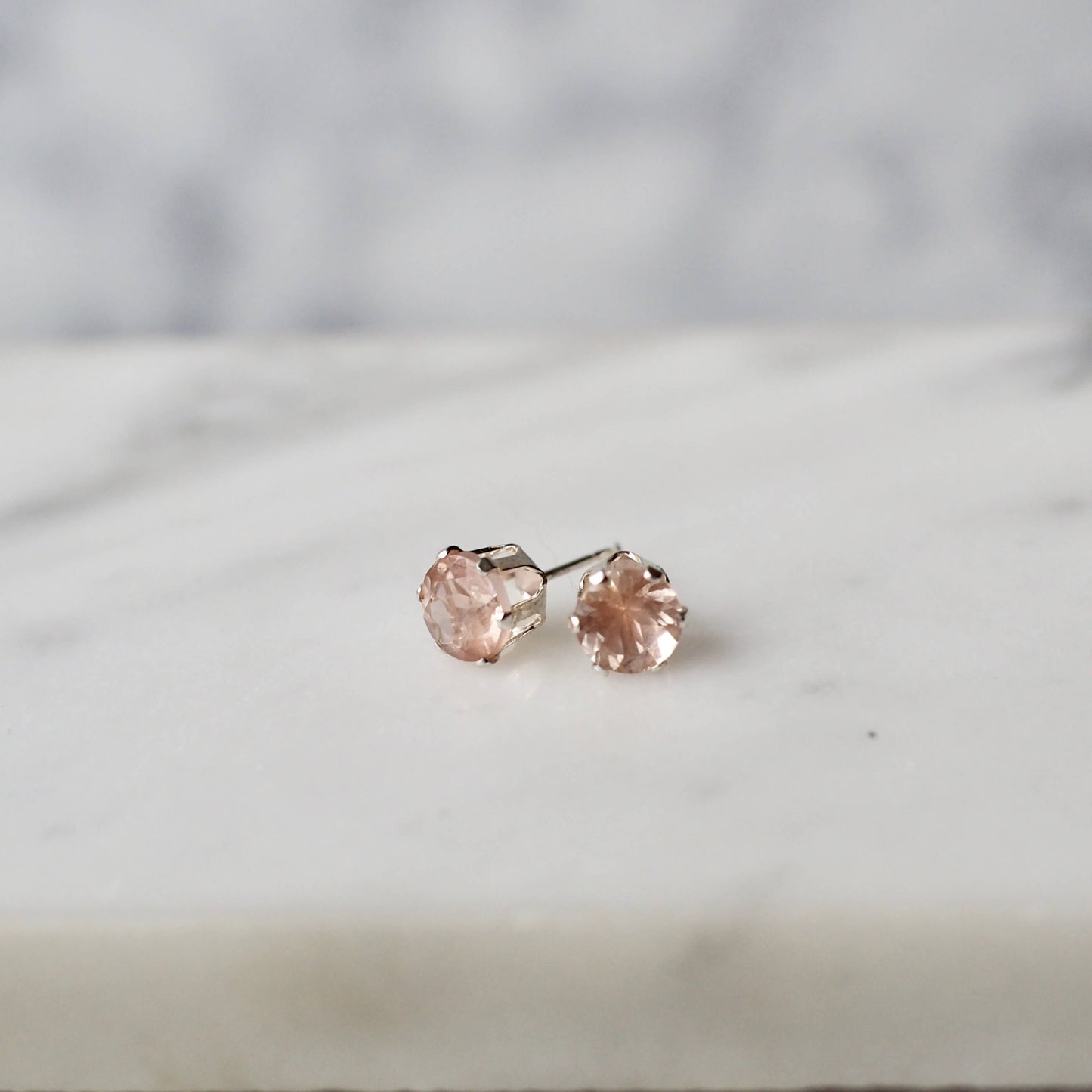 Oregon Sunstone Post Earrings in Sterling Silver Handmade by Iron Oxide Designs