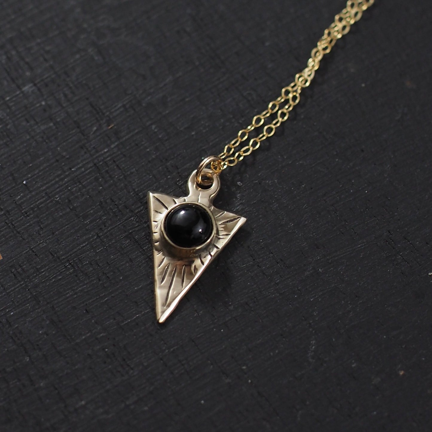 Engraved Onyx Dart Necklace - One of a Kind