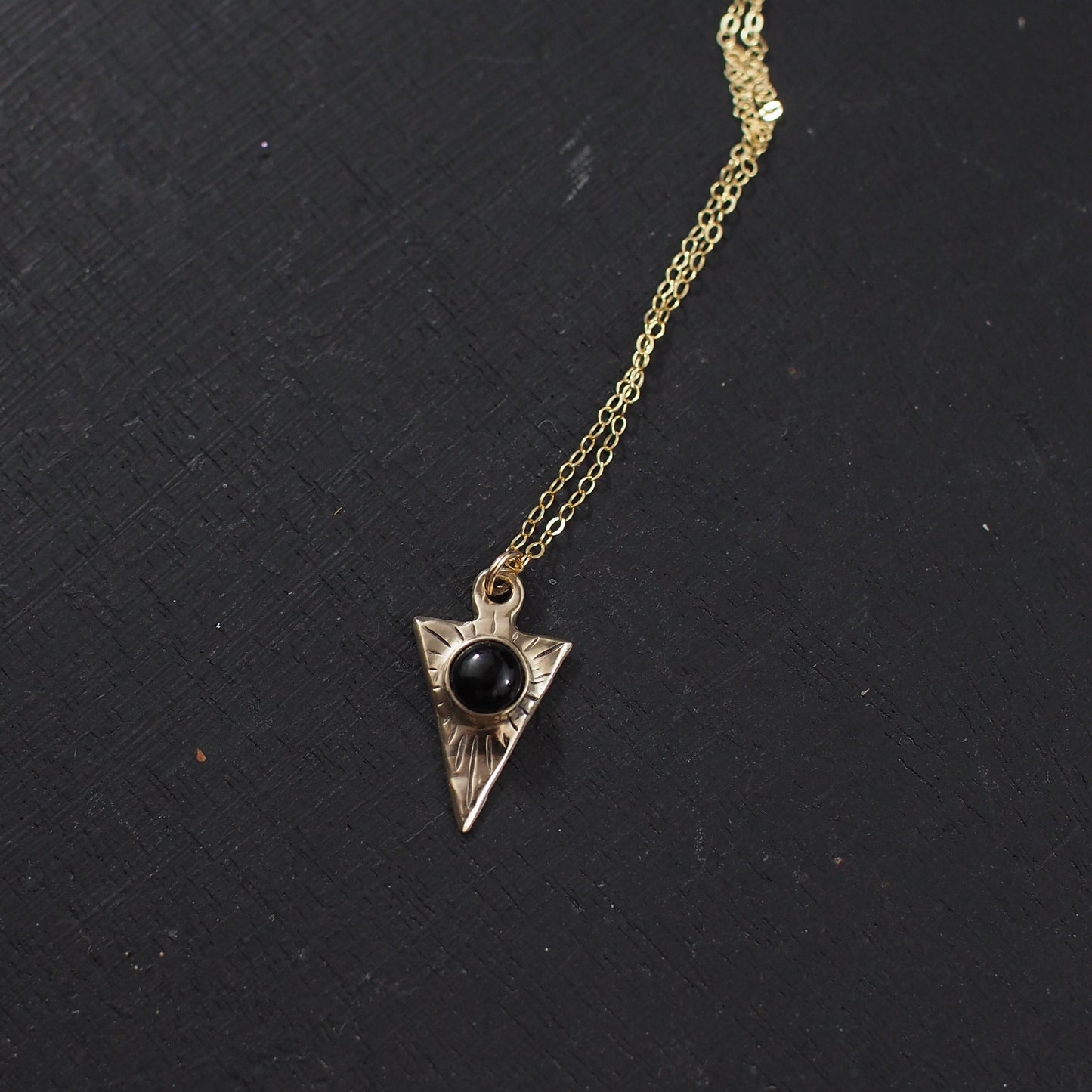Engraved Onyx Dart Necklace - One of a Kind