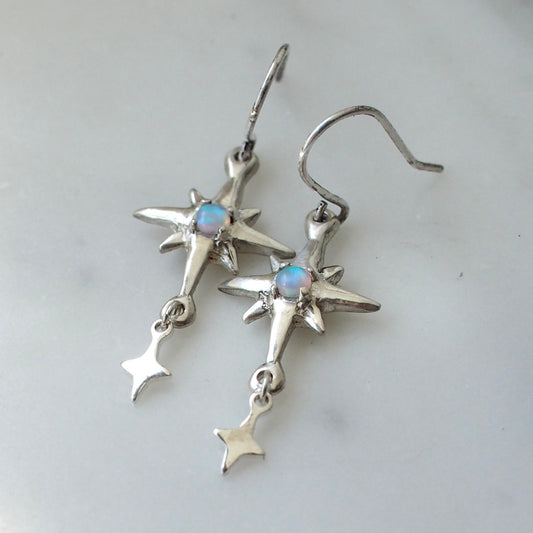 Silver Star Dangle Earrings