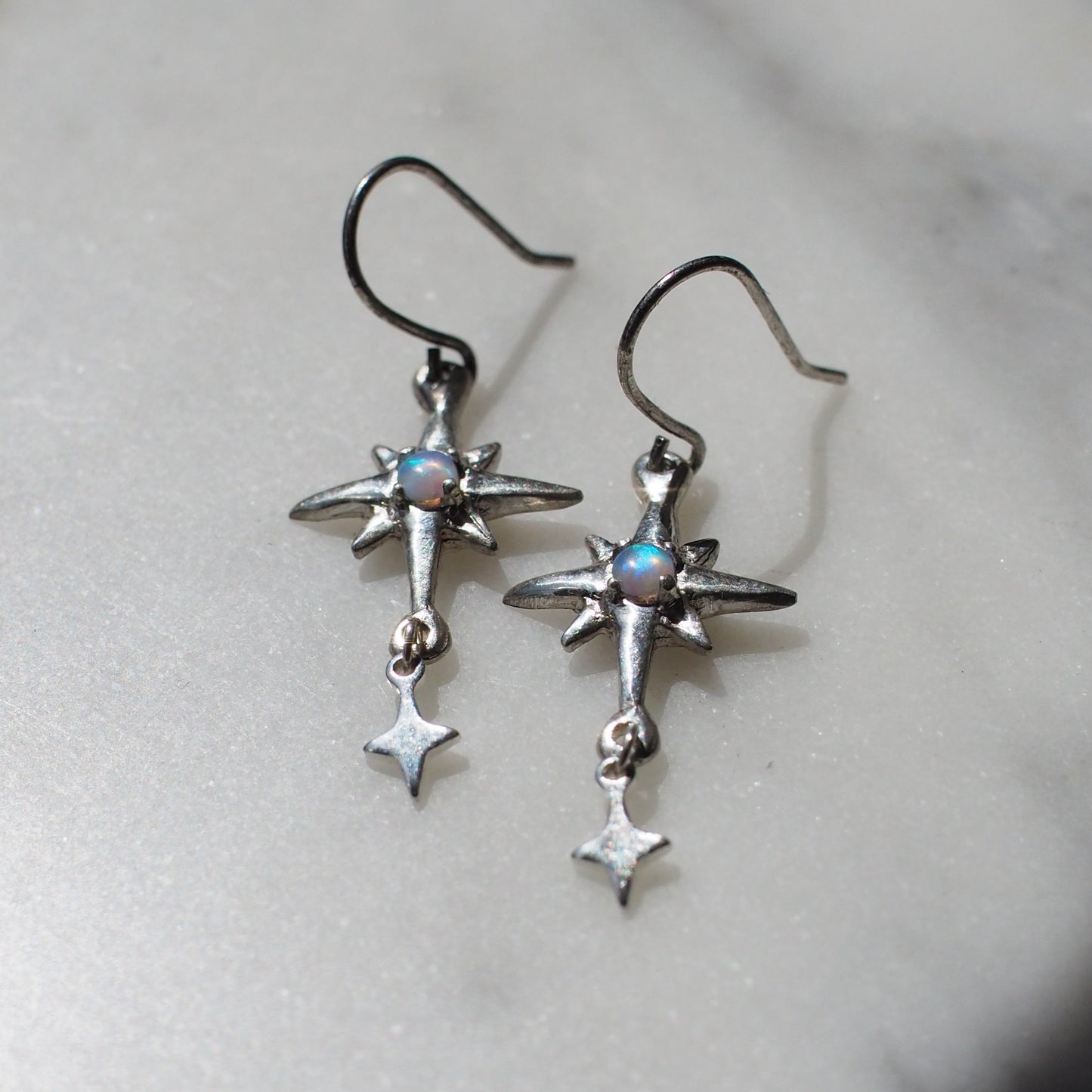 Silver Star Dangle Earrings