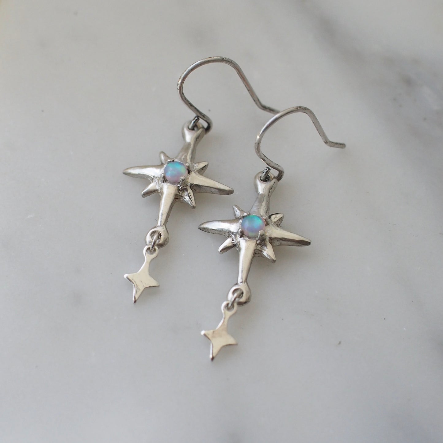 Silver Star Dangle Earrings