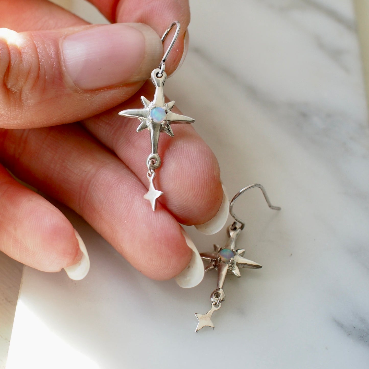 Silver Star Dangle Earrings