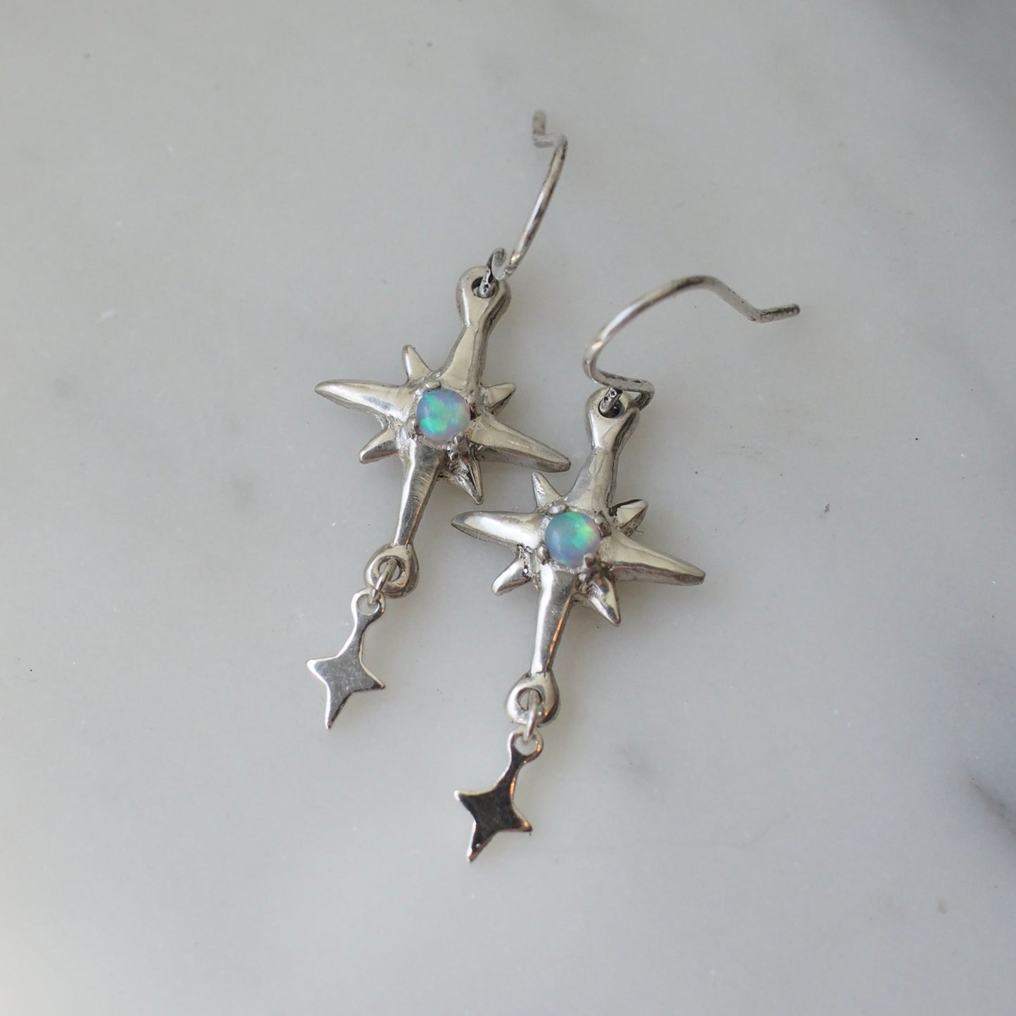 Silver Star Dangle Earrings