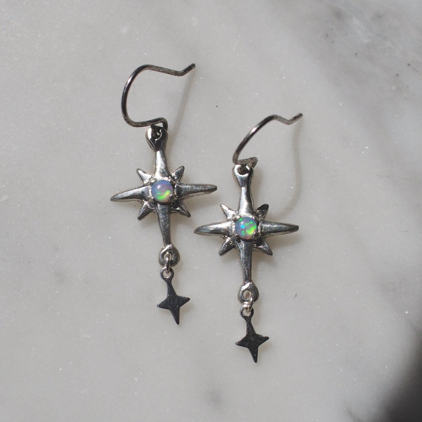 Silver Star Dangle Earrings