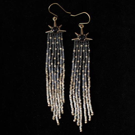 Beaded Comet Earrings - Onyx