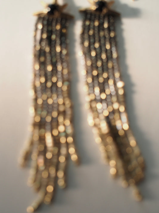 Beaded Comet Earrings - Onyx