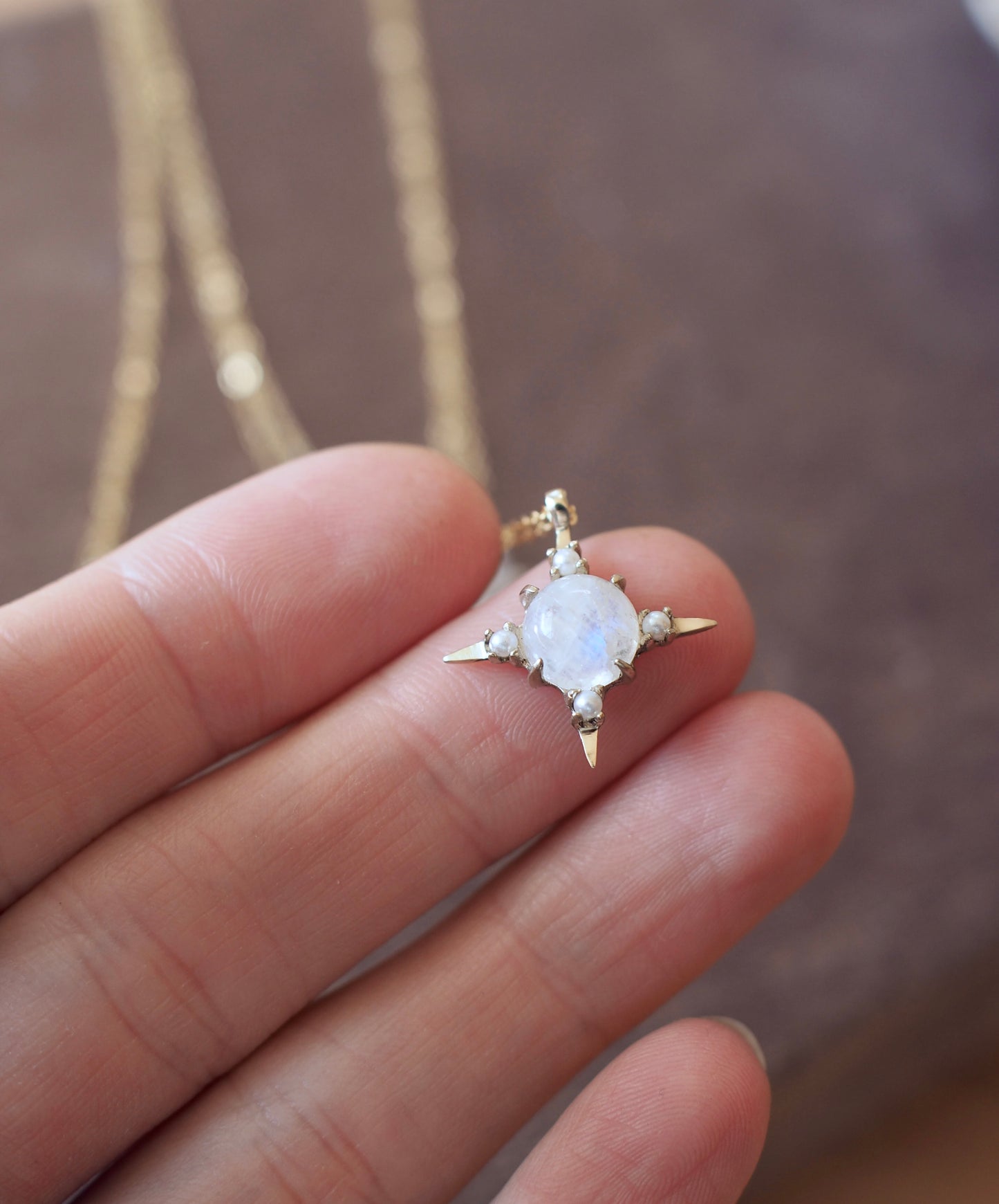 Moonstone and Pearl Divinity Necklace -  New Style