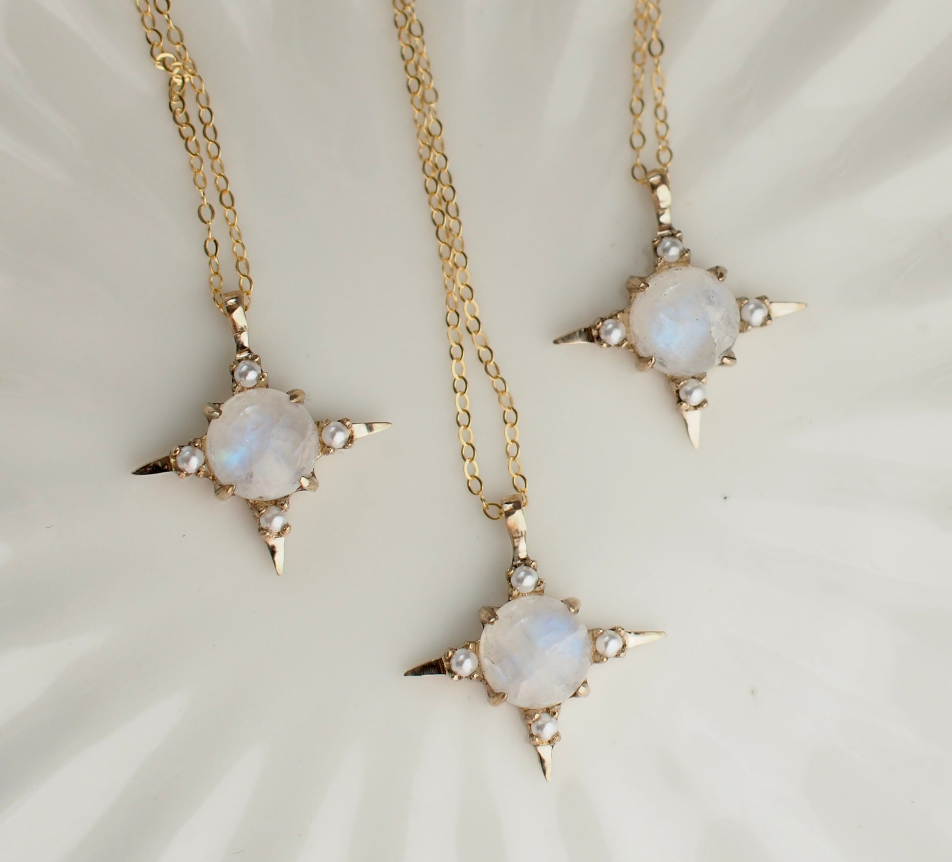 Star Necklace Moonstone Necklace Gemstone Necklace Gold 