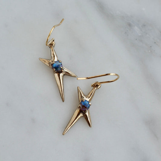 Spark Earrings - Deep Blue Opal - One of a Kind