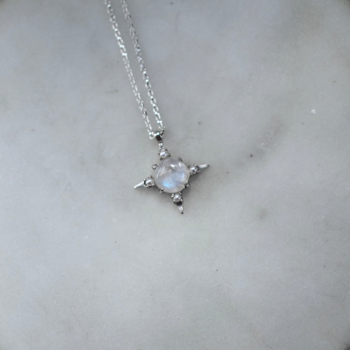 Moonstone and Pearl Divinity Necklace in Silver