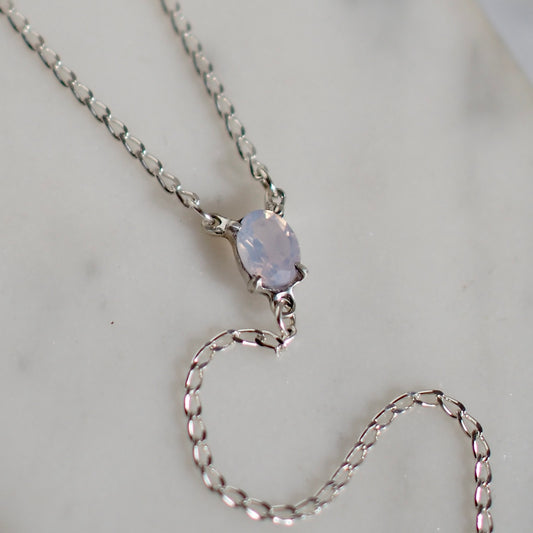 One of a kind Lavender Quartz and Silver Lariat Necklace by Iron Oxide Designs.