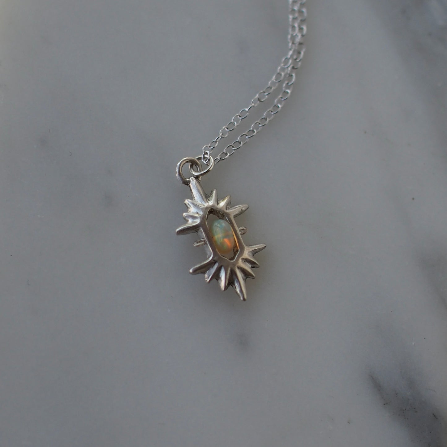 Silver and Opal Crystal Helios Necklace