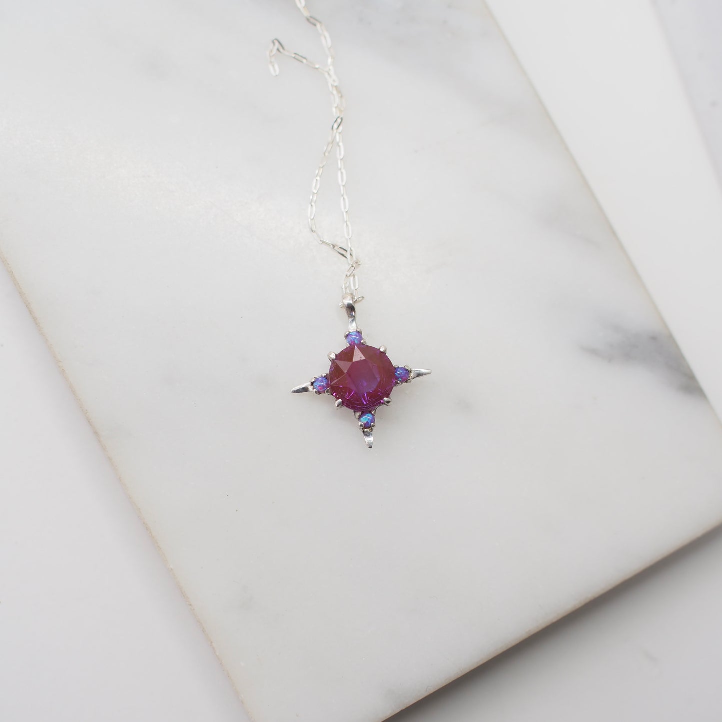 Rare Purple Sappharine and Opal Divinity Necklace - One of a Kind