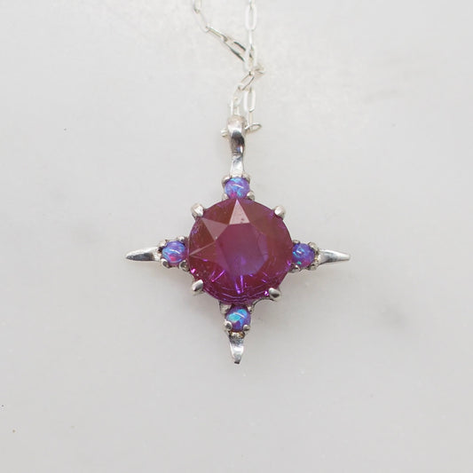 Rare Purple Sappharine and Opal Divinity Necklace - One of a Kind