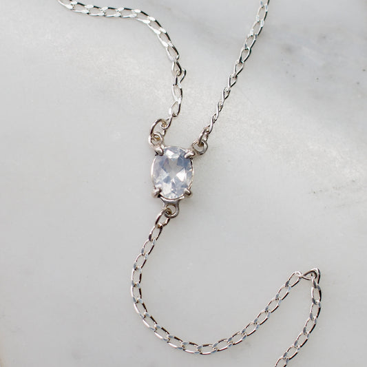 Lavender Quartz and Silver Lariat Necklace - One of a Kind!