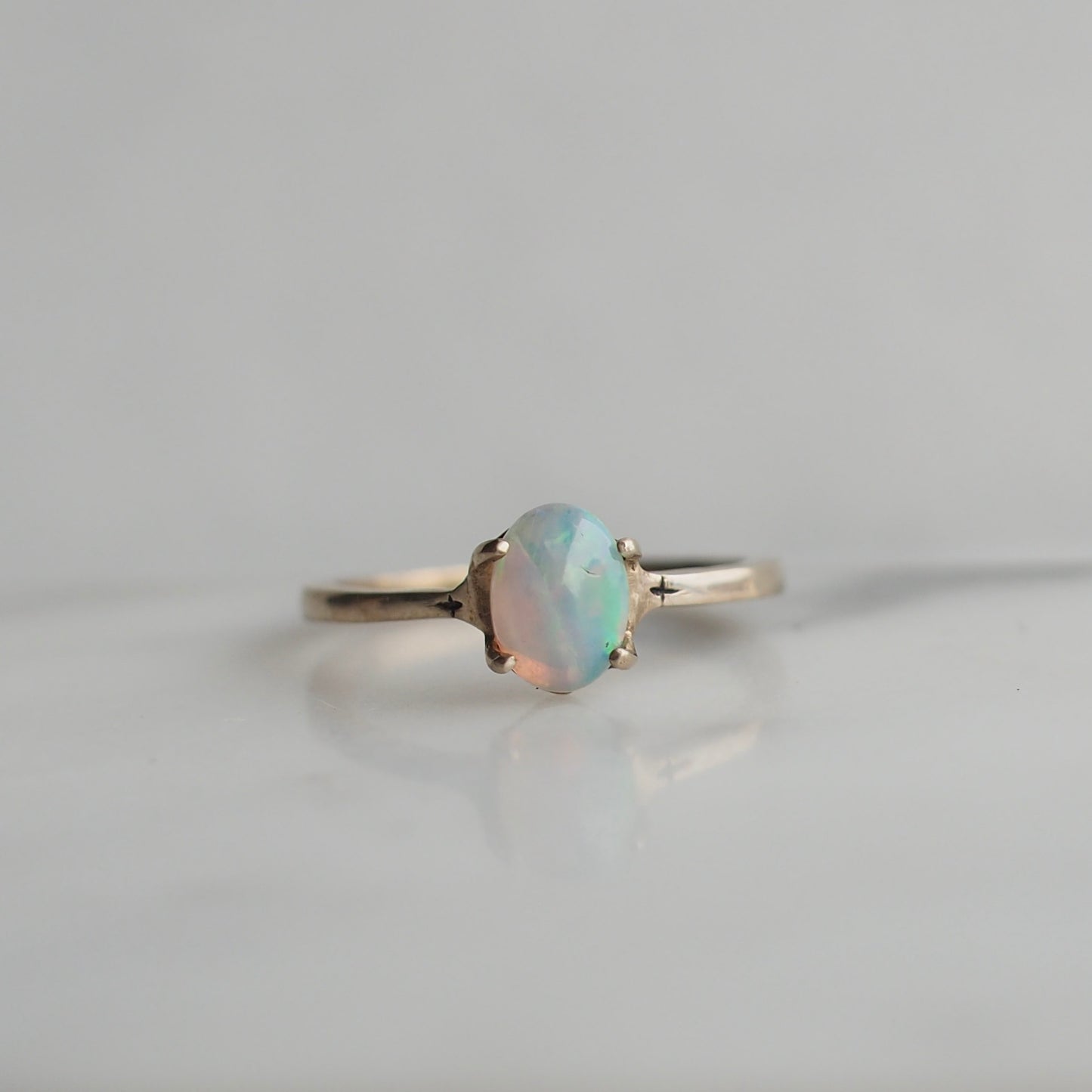 Star engraved Oval Opal Ring - One of a Kind