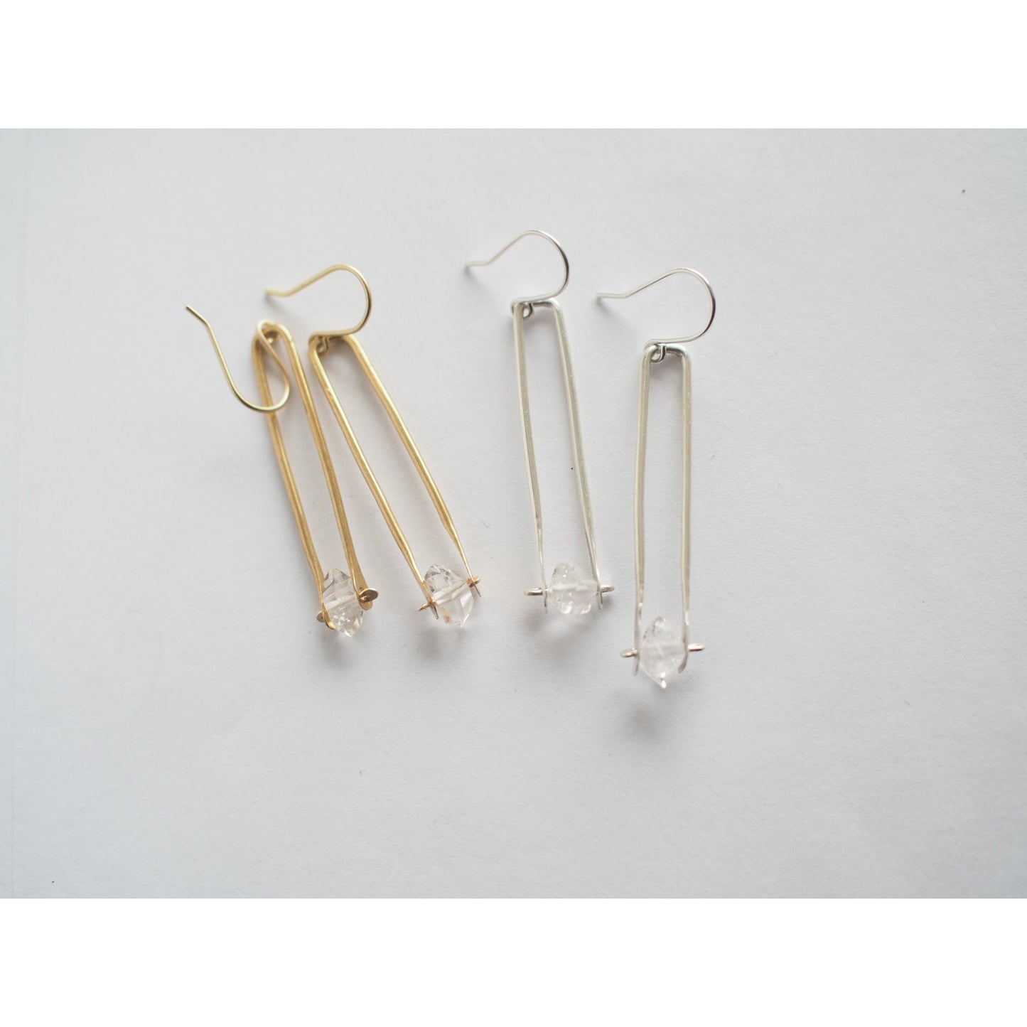 Minimalist gold frame crystal earrings by Iron Oxide