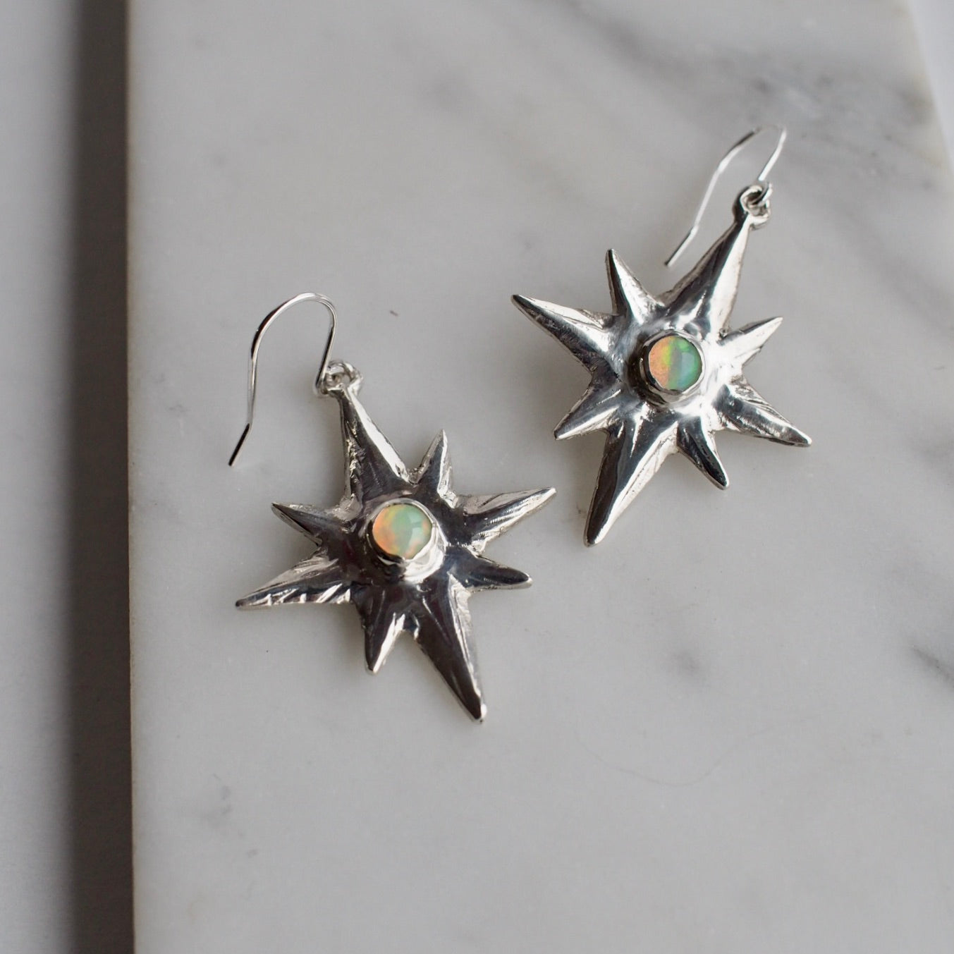 Silver + Opal Large Polaris Earrings - One of a Kinds