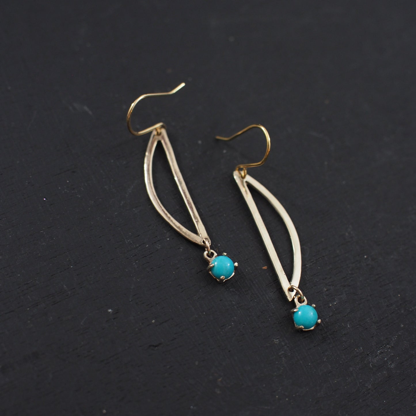 Turquoise Moon Drop Earrings - One of a Kind