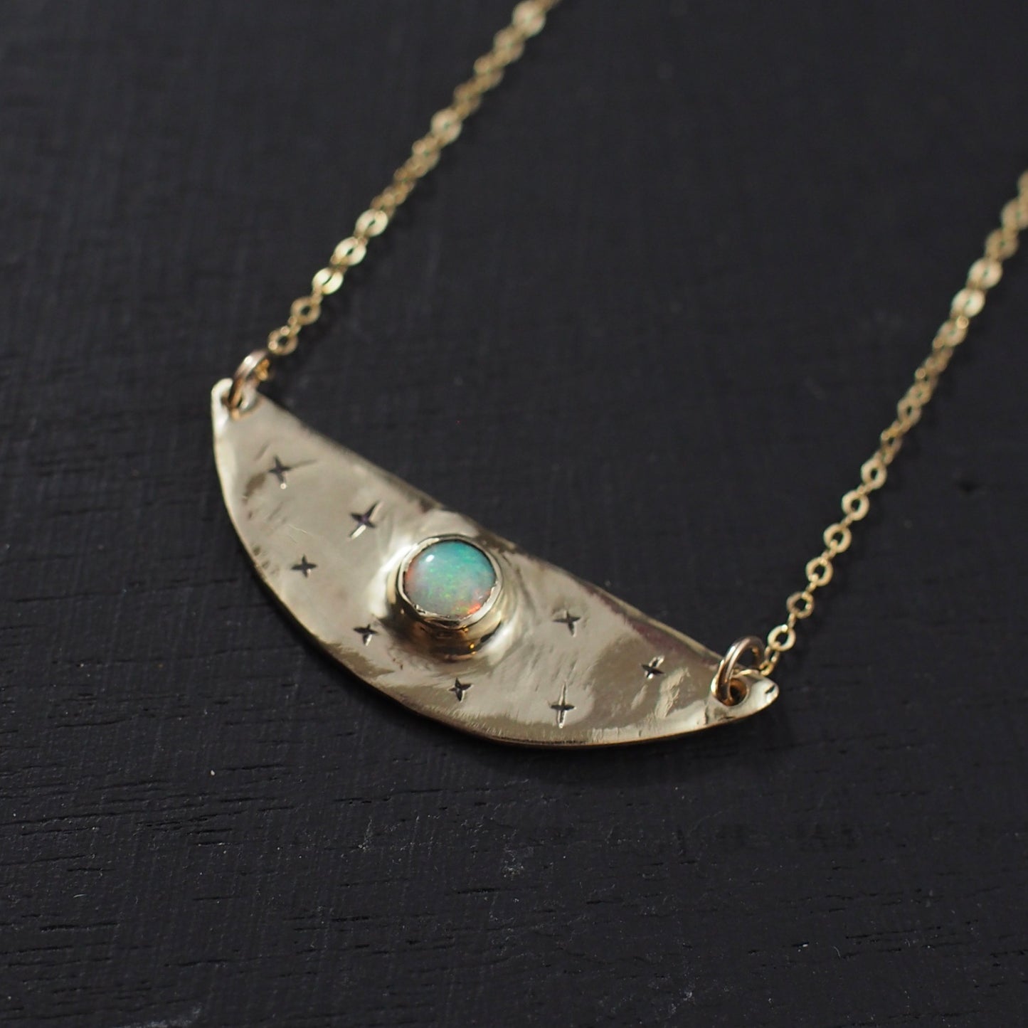 Opal Crescent Necklace - One of a Kind