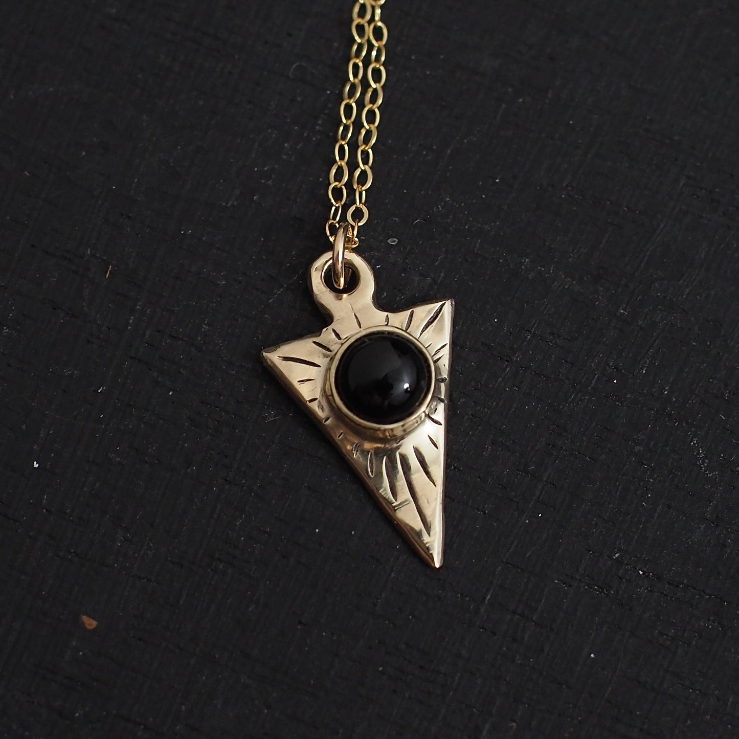 Engraved Onyx Dart Necklace - One of a Kind