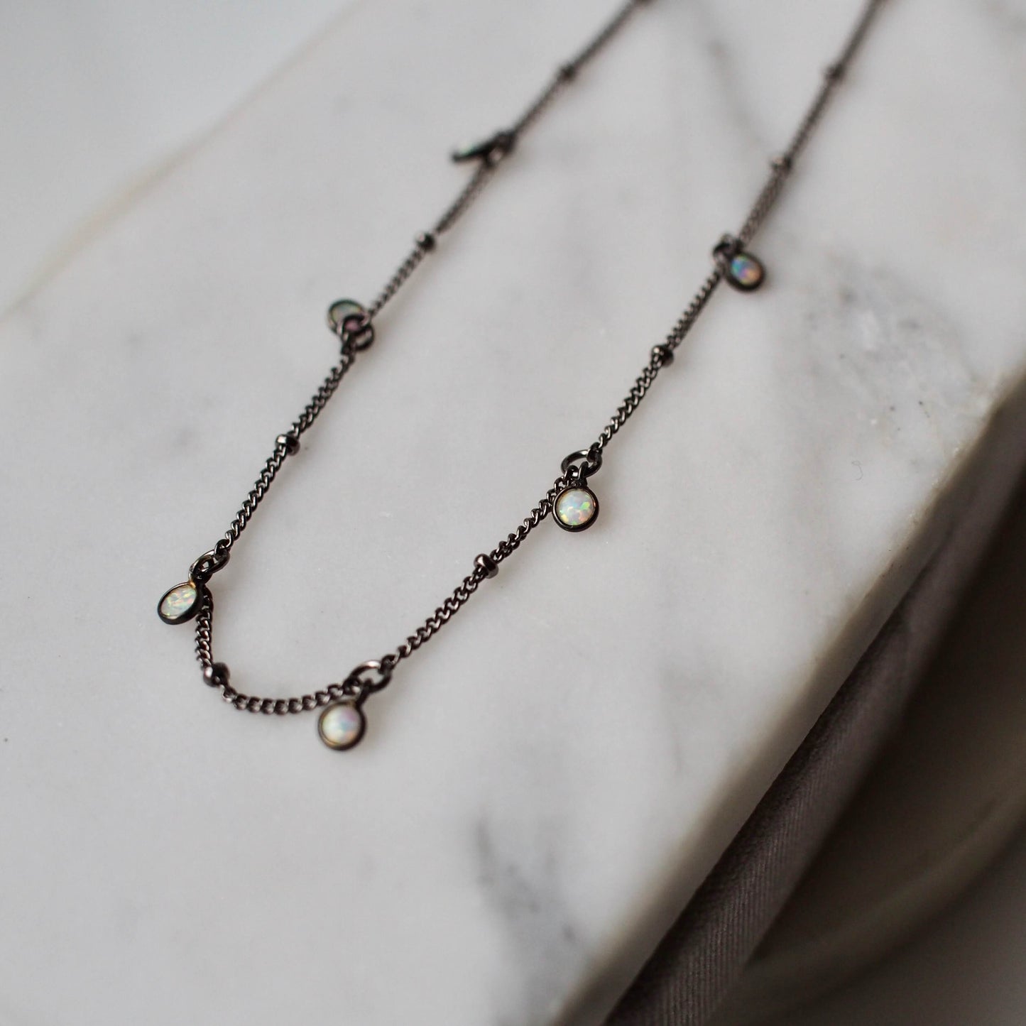 Opal Charm Choker - Layering Necklace