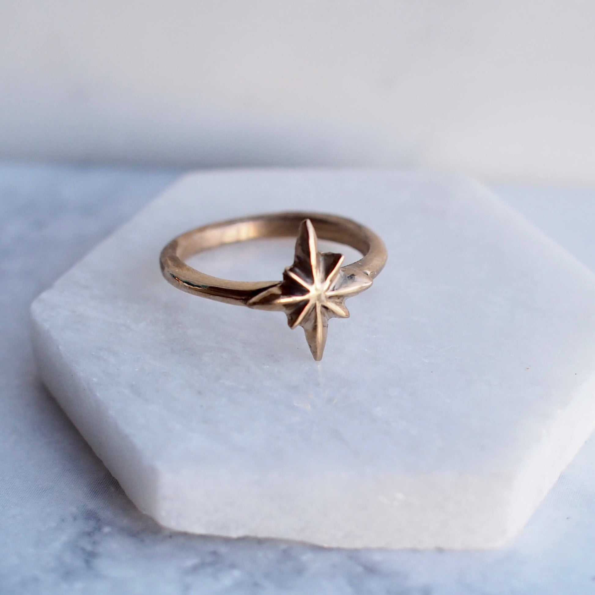Celestial North Star Ring in Gold Tone Bronze by Iron Oxide