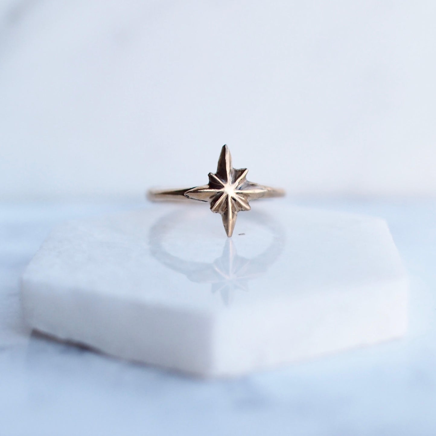 Celestial North Star Ring in Gold Tone Bronze by Iron Oxide